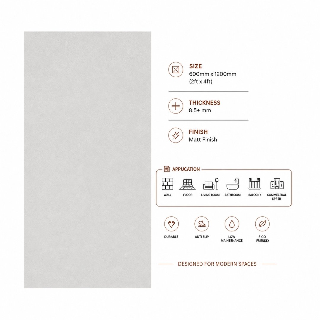 AL Cemento Grey Plain and texture Living Area Tiles - My Home Studio